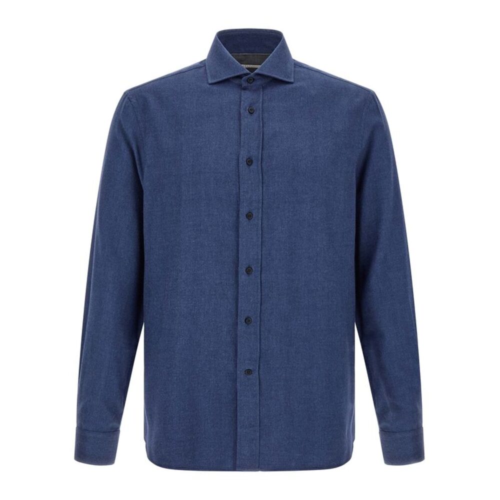 Brunello Cucinelli Blue Cotton Men's Blouse
